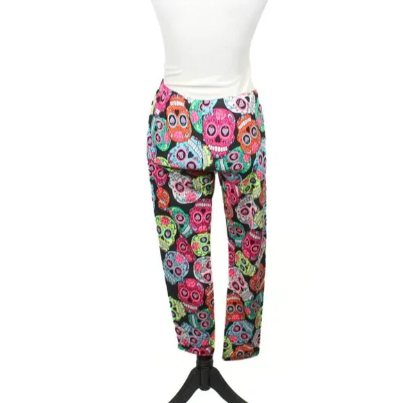 NWT No Boundaries Sugar Skull Print Leggings – Bold & Colorful, Juniors XL - Picture 4 of 7